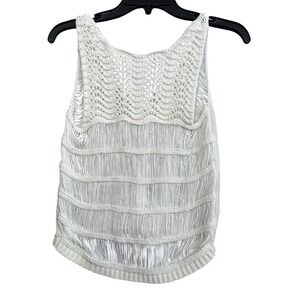 Tibi White Crochet Open Knit Tank Top Womens Size XS‎ Festival Boho Western Sexy